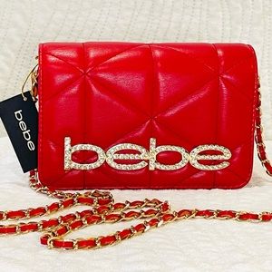 bebe Red Zaza Flap Crossbody Handbag NWT